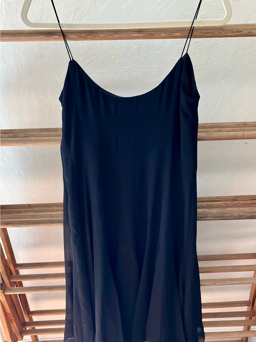 100% Silk Flirty Little Black Dress with Spaghetti Straps - Picture 6 of 10